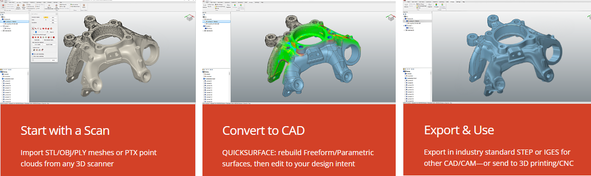 quicksurface 3dscn to cad
